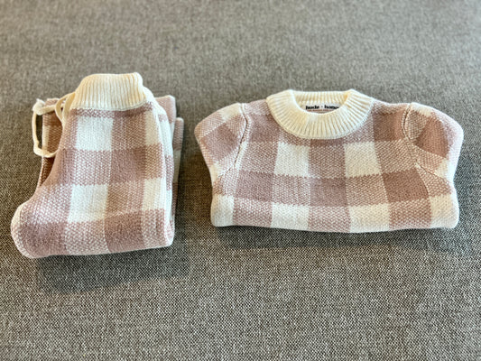 Knit Plaid Sweater Set